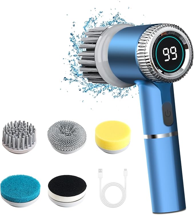 5-in-1 Electric Cleaning Brush | Cordless Rechargeable Spin Scrubber for Bathroom, Kitchen & Home Cleaning | UAE